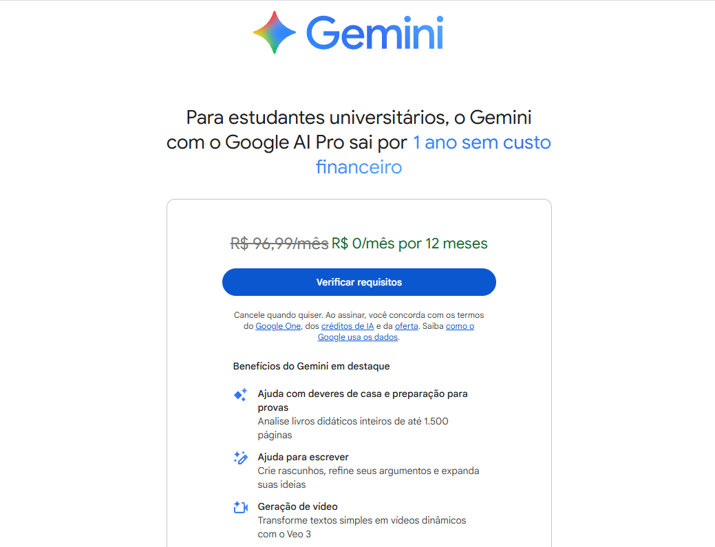 Google Libera Gemini Pro e 2TB Grátis para Estudantes - technoid.com.br